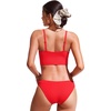 image:imageCRZ YOGA V Shaped Longline Bikini Tops  Builtin Pads AD Cup Cropped Adjustable Spaghetti Straps Swim Bathing Suit for WomenDeep Red