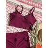 image:imageCRZ YOGA V Shaped Longline Bikini Tops  Builtin Pads AD Cup Cropped Adjustable Spaghetti Straps Swim Bathing Suit for WomenFuchsia