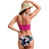 image:imageCRZ YOGA V Shaped Longline Bikini Tops  Builtin Pads AD Cup Cropped Adjustable Spaghetti Straps Swim Bathing Suit for WomenHibiscus Purple