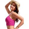 image:imageCRZ YOGA V Shaped Longline Bikini Tops  Builtin Pads AD Cup Cropped Adjustable Spaghetti Straps Swim Bathing Suit for WomenHibiscus Purple