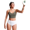 image:imageCRZ YOGA V Shaped Longline Bikini Tops  Builtin Pads AD Cup Cropped Adjustable Spaghetti Straps Swim Bathing Suit for WomenLight Army Green