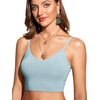 image:imageCRZ YOGA V Shaped Longline Bikini Tops  Builtin Pads AD Cup Cropped Adjustable Spaghetti Straps Swim Bathing Suit for WomenLight Grayish Blue