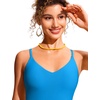 image:imageCRZ YOGA V Shaped Longline Bikini Tops  Builtin Pads AD Cup Cropped Adjustable Spaghetti Straps Swim Bathing Suit for WomenMadagascar Blue