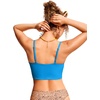 image:imageCRZ YOGA V Shaped Longline Bikini Tops  Builtin Pads AD Cup Cropped Adjustable Spaghetti Straps Swim Bathing Suit for WomenMadagascar Blue