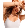 image:imageCRZ YOGA V Shaped Longline Bikini Tops  Builtin Pads AD Cup Cropped Adjustable Spaghetti Straps Swim Bathing Suit for WomenMilky White Bone