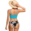 image:imageCRZ YOGA V Shaped Longline Bikini Tops  Builtin Pads AD Cup Cropped Adjustable Spaghetti Straps Swim Bathing Suit for WomenTurquoise