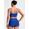 image:imageCRZ YOGA V Shaped Longline Bikini Tops  Builtin Pads AD Cup Cropped Adjustable Spaghetti Straps Swim Bathing Suit for WomenWaves Blue