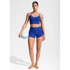 image:imageCRZ YOGA V Shaped Longline Bikini Tops  Builtin Pads AD Cup Cropped Adjustable Spaghetti Straps Swim Bathing Suit for WomenWaves Blue