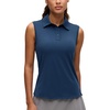 image:imageCRZ YOGA Sleeveless Golf Polo Shirts UPF 50  Tennis Soft and Sun Protection Slim Fit Hip Length Button Placket Side Slit Tank Tops for WomenClub Blue