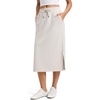 image:imageCRZ YOGA SoftAura High Waisted Midi Pencil Skirts  PeachFuzz Texture Casual Side Slit Drawstring Pockets Skort for WomenMilky White