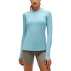 image:imageCRZ YOGA UPF 50 Long Sleeve Sun Shirt  Hiking Light and Sun Protection Classic Fit Hip Length Thumbholes Crewneck Tops for WomenLight Blue