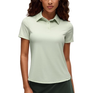 image:imageCRZ YOGA Short Sleeve Golf Polo Shirts UPF 50  Tennis Soft and Sun Protection Slim Fit Hip Length Button Placket Side Slit Tops for WomenJade Grey