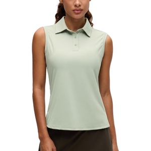 image:imageCRZ YOGA Sleeveless Golf Polo Shirts UPF 50  Tennis Soft and Sun Protection Slim Fit Hip Length Button Placket Side Slit Tank Tops for WomenJade Grey