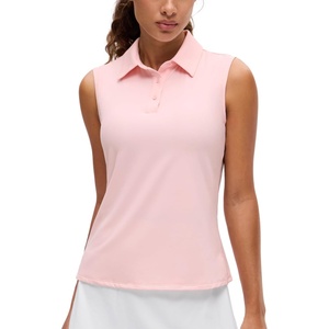 image:imageCRZ YOGA Sleeveless Golf Polo Shirts UPF 50  Tennis Soft and Sun Protection Slim Fit Hip Length Button Placket Side Slit Tank Tops for WomenStrawberry Pink