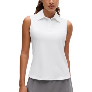 image:imageCRZ YOGA Sleeveless Golf Polo Shirts UPF 50  Tennis Soft and Sun Protection Slim Fit Hip Length Button Placket Side Slit Tank Tops for WomenWhite