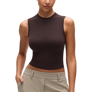 image:imageCRZ YOGA Softembrace High Neck Crop Tank Top  Workout Ultra Soft Tight Fit Wide Straps Sleeveless Shirts for WomenHot Fudge Brown