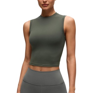 image:imageCRZ YOGA Softembrace High Neck Crop Tank Top  Workout Ultra Soft Tight Fit Wide Straps Sleeveless Shirts for WomenLight Army Green