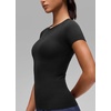image:imageCRZ YOGA Seamless Crewneck TShirt  Training ChafeFree Slim Fit Hip Length Raglan Sleeves Workout Short Sleeve Tops for WomenBlack