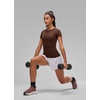 image:imageCRZ YOGA Seamless Crewneck TShirt  Training ChafeFree Slim Fit Hip Length Raglan Sleeves Workout Short Sleeve Tops for WomenLava Brown