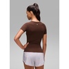image:imageCRZ YOGA Seamless Crewneck TShirt  Training ChafeFree Slim Fit Hip Length Raglan Sleeves Workout Short Sleeve Tops for WomenLava Brown