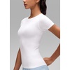 image:imageCRZ YOGA Seamless Crewneck TShirt  Training ChafeFree Slim Fit Hip Length Raglan Sleeves Workout Short Sleeve Tops for WomenWhite