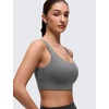 image:imageCRZ YOGA Butterluxe U Back Sports Bras  Light Support Removable Pads Yoga Extremely Soft Longline Scoop Neck Wide Straps for WomenAsh Grey