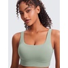 image:imageCRZ YOGA Butterluxe U Back Sports Bras  Light Support Removable Pads Yoga Extremely Soft Longline Scoop Neck Wide Straps for WomenGreen Palm Court