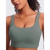 image:imageCRZ YOGA Butterluxe U Back Sports Bras  Light Support Removable Pads Yoga Extremely Soft Longline Scoop Neck Wide Straps for WomenGrey Sage