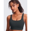 image:imageCRZ YOGA Butterluxe U Back Sports Bras  Light Support Removable Pads Yoga Extremely Soft Longline Scoop Neck Wide Straps for WomenMelanite