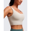 image:imageCRZ YOGA Butterluxe U Back Sports Bras  Light Support Removable Pads Yoga Extremely Soft Longline Scoop Neck Wide Straps for WomenMojave Tan