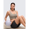 image:imageCRZ YOGA Butterluxe U Back Sports Bras  Light Support Removable Pads Yoga Extremely Soft Longline Scoop Neck Wide Straps for WomenWarm Ash Grey