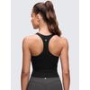 image:imageCRZ YOGA Butterluxe V Neck Crop Tank Tops  Light Support Removable Pads Yoga Extremely Soft Racerback Longline Sports Bras for WomenBlack