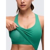 image:imageCRZ YOGA Butterluxe V Neck Crop Tank Tops  Light Support Removable Pads Yoga Extremely Soft Racerback Longline Sports Bras for WomenCascadia Green