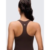image:imageCRZ YOGA Butterluxe V Neck Crop Tank Tops  Light Support Removable Pads Yoga Extremely Soft Racerback Longline Sports Bras for WomenHot Fudge Brown