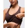 image:imageCRZ YOGA Butterluxe V Neck Crop Tank Tops  Light Support Removable Pads Yoga Extremely Soft Racerback Longline Sports Bras for WomenHot Fudge Brown