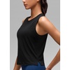 image:imageCRZ YOGA Quick Dry Racerback Crop Tank Top  Workout Drappy Classic Fit Crewneck Back Curved Hem Sleeveless Shirts for WomenBlack