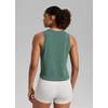 image:imageCRZ YOGA Quick Dry Racerback Crop Tank Top  Workout Drappy Classic Fit Crewneck Back Curved Hem Sleeveless Shirts for WomenGraphite Green