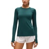 image:imageCRZ YOGA UPF 50 Long Sleeve Sun Shirt  Hiking Light and Sun Protection Classic Fit Hip Length Thumbholes Crewneck Tops for WomenForest Green