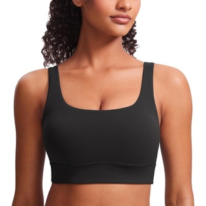 image:imageCRZ YOGA Butterluxe U Back Sports Bras  Light Support Removable Pads Yoga Extremely Soft Longline Scoop Neck Wide Straps for WomenBlack