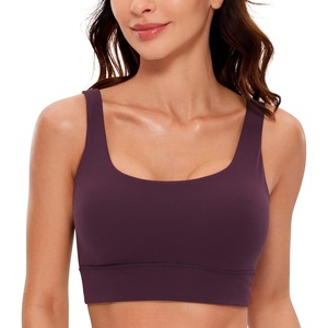 image:imageCRZ YOGA Butterluxe U Back Sports Bras  Light Support Removable Pads Yoga Extremely Soft Longline Scoop Neck Wide Straps for WomenDeep Purple