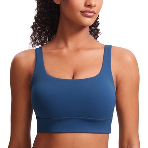 image:imageCRZ YOGA Butterluxe U Back Sports Bras  Light Support Removable Pads Yoga Extremely Soft Longline Scoop Neck Wide Straps for WomenFrench Navy