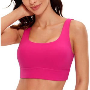 image:imageCRZ YOGA Butterluxe U Back Sports Bras  Light Support Removable Pads Yoga Extremely Soft Longline Scoop Neck Wide Straps for WomenGranita Pink