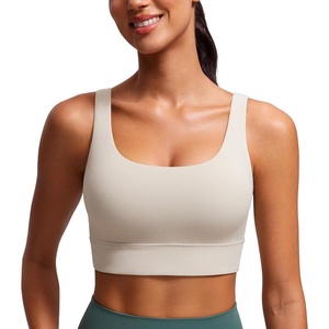 image:imageCRZ YOGA Butterluxe U Back Sports Bras  Light Support Removable Pads Yoga Extremely Soft Longline Scoop Neck Wide Straps for WomenMojave Tan