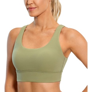 image:imageCRZ YOGA Butterluxe U Back Sports Bras  Light Support Removable Pads Yoga Extremely Soft Longline Scoop Neck Wide Straps for WomenMoss Green