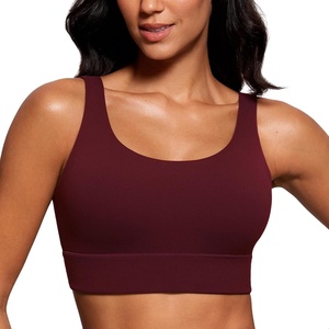 image:imageCRZ YOGA Butterluxe U Back Sports Bras  Light Support Removable Pads Yoga Extremely Soft Longline Scoop Neck Wide Straps for WomenRed Merlot