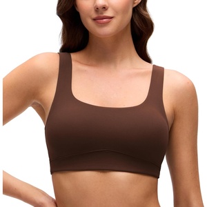 image:imageCRZ YOGA Butterluxe U Neck Sports Bras  Light Support Removable Pads Yoga Extremely Soft UShaped Back for WomenLava Brown
