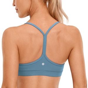 image:imageCRZ YOGA Butterluxe Y Back Sports Bras  Light Support Removable Pads Yoga Extremely Soft Scoop Neck Spaghetti Strap for WomenBlue Ashes