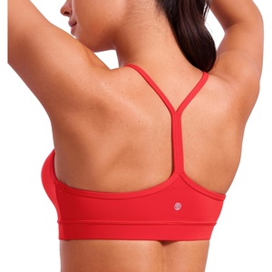 image:imageCRZ YOGA Butterluxe Y Back Sports Bras  Light Support Removable Pads Yoga Extremely Soft Scoop Neck Spaghetti Strap for WomenDeep Red