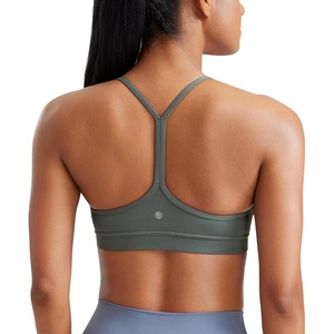 image:imageCRZ YOGA Butterluxe Y Back Sports Bras  Light Support Removable Pads Yoga Extremely Soft Scoop Neck Spaghetti Strap for WomenGrey Sage