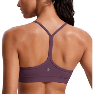 image:imageCRZ YOGA Butterluxe Y Back Sports Bras  Light Support Removable Pads Yoga Extremely Soft Scoop Neck Spaghetti Strap for WomenThistle Purple